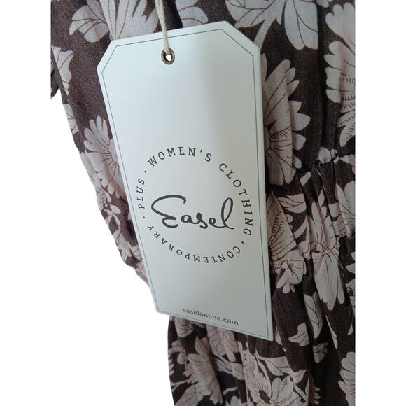 New with Tags Easel Brown Floral Dress V-Neck Small - Picture 13 of 13